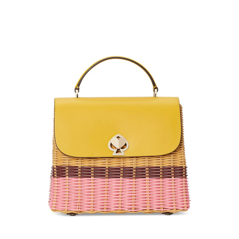 Kate Spade New York Romy Wicker Leather Trim Medium Top Handle Bag $358 - Picture 2 of 15
